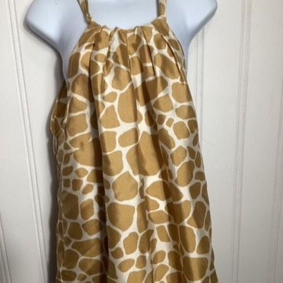 NEW J. Crew 100% Silk Giraffe Print Halter Top Sz 12 Side Zip - Picture 1 of 6